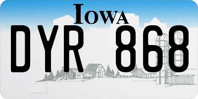 IA license plate DYR868