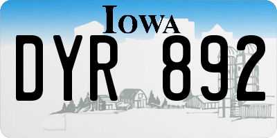 IA license plate DYR892