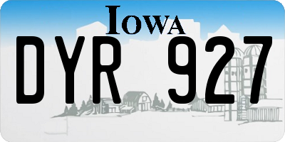 IA license plate DYR927