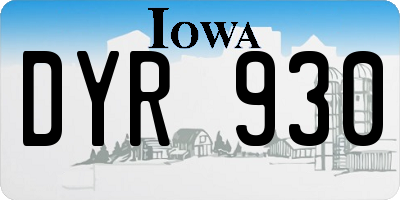 IA license plate DYR930