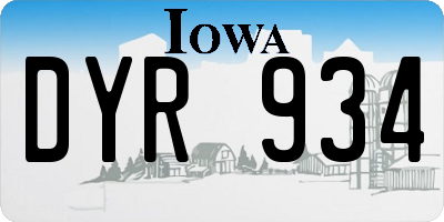 IA license plate DYR934