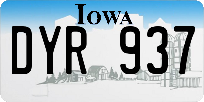 IA license plate DYR937