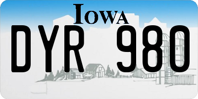 IA license plate DYR980