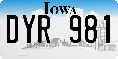 IA license plate DYR981