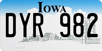 IA license plate DYR982
