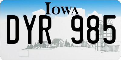 IA license plate DYR985