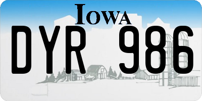 IA license plate DYR986