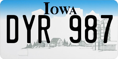 IA license plate DYR987