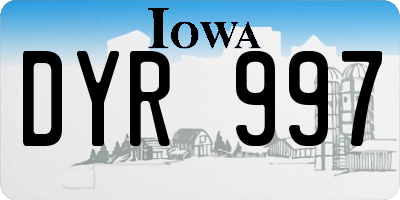 IA license plate DYR997