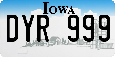 IA license plate DYR999