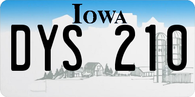 IA license plate DYS210