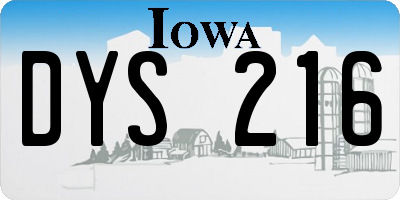 IA license plate DYS216