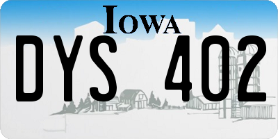 IA license plate DYS402