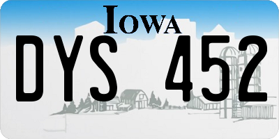 IA license plate DYS452
