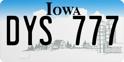 IA license plate DYS777