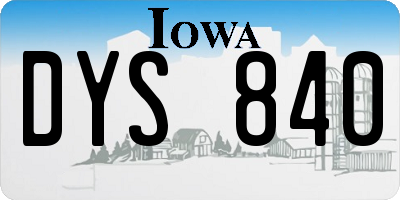 IA license plate DYS840