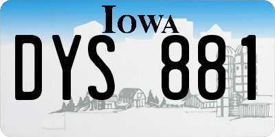 IA license plate DYS881