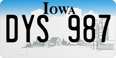 IA license plate DYS987