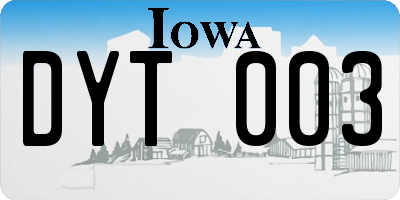 IA license plate DYT003