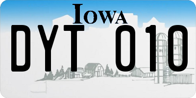 IA license plate DYT010