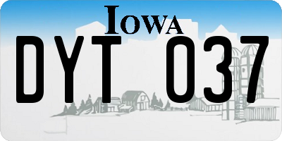 IA license plate DYT037