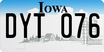 IA license plate DYT076