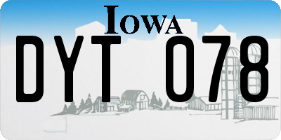 IA license plate DYT078