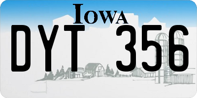 IA license plate DYT356