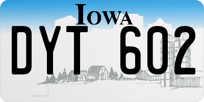 IA license plate DYT602