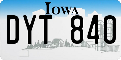 IA license plate DYT840