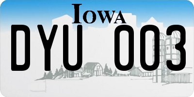IA license plate DYU003