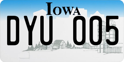 IA license plate DYU005