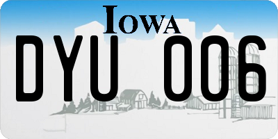 IA license plate DYU006