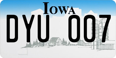 IA license plate DYU007