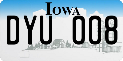 IA license plate DYU008