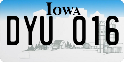 IA license plate DYU016