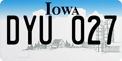 IA license plate DYU027