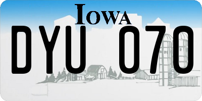 IA license plate DYU070