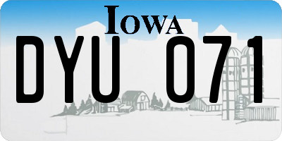 IA license plate DYU071