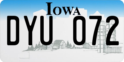 IA license plate DYU072