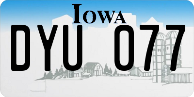 IA license plate DYU077