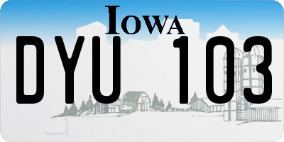 IA license plate DYU103