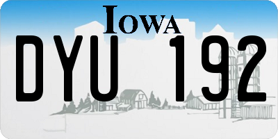IA license plate DYU192