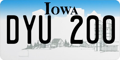 IA license plate DYU200