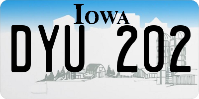 IA license plate DYU202