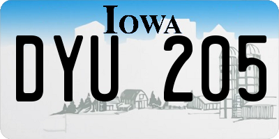 IA license plate DYU205