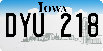 IA license plate DYU218