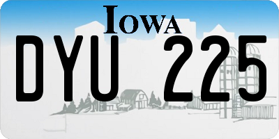 IA license plate DYU225