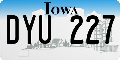 IA license plate DYU227