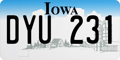 IA license plate DYU231